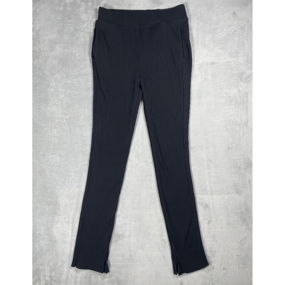 Uniqlo Pants - Uniqlo Ribbed Leggings Womens XS Black Stretch Slim Flare Pants Ankle Slit